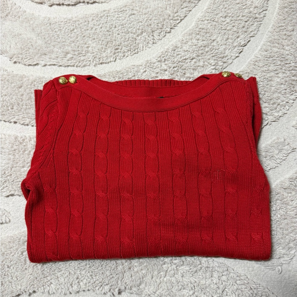 Ralph Lauren red sweater stylish and perfect for fall! 🍂